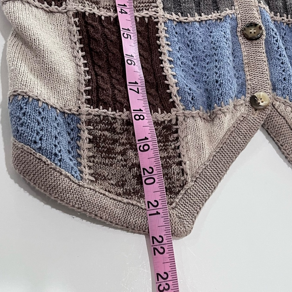 Denim Republic Patchwork Knit Vest Button Front W… - image 5